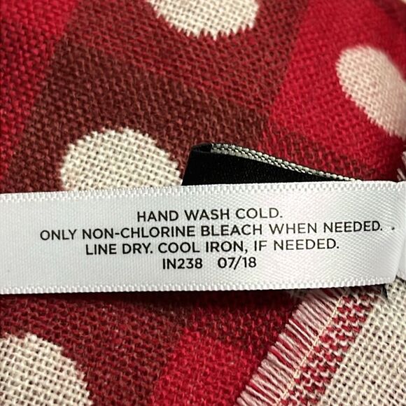 Talbots Women’s Red Cream Polka Dot Wool Blend Fashion Scarf Fringe 75”, 17.5” - Picture 16 of 16